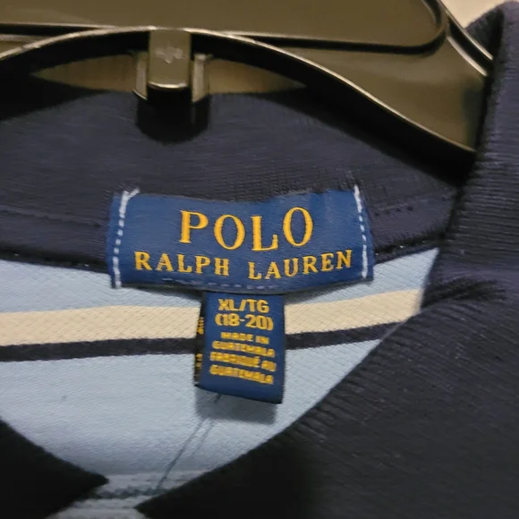 NWT- Polo Ralph Lauren Blue and White Striped Polo Shirt Boys Size 18-20 - Picture 4 of 9